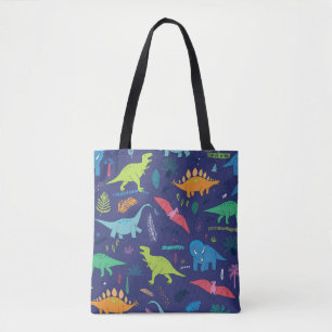 Dinosaurs Palms Tropical Vintage Pattern Tote Bag