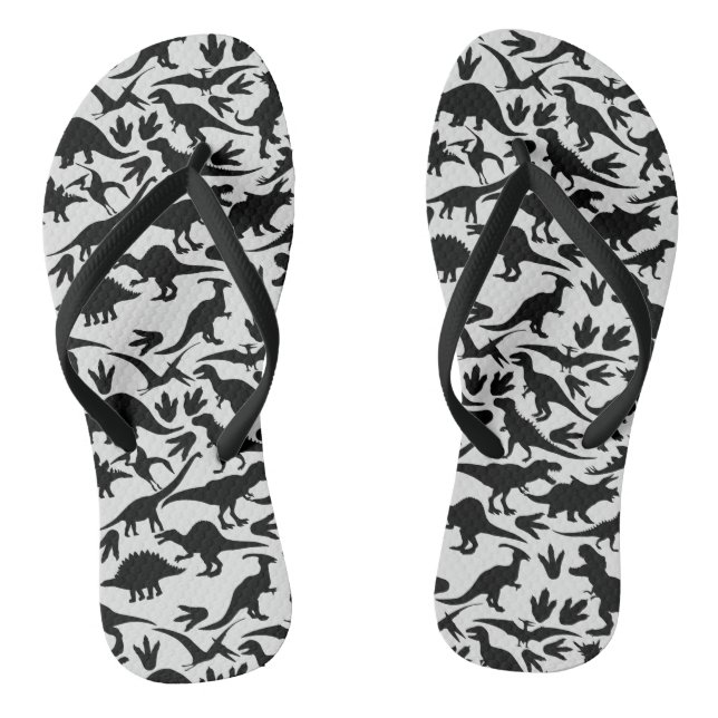 Dinosaurs pattern 01 b. White BG Flip Flops (Footbed)