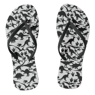 Dinosaurs pattern 01 b. White BG Flip Flops