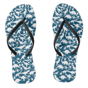 Dinosaurs pattern 01 w. DBlue BG Flip Flops