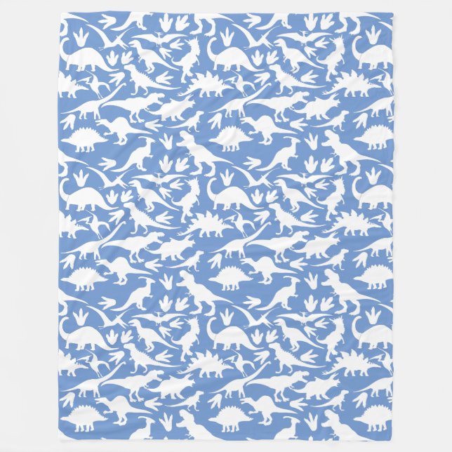Dinosaurs pattern 01 w. LBlue BG Fleece Blanket (Front)