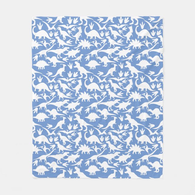 Dinosaurs pattern 01 w. LBlue BG Fleece Blanket (Front)