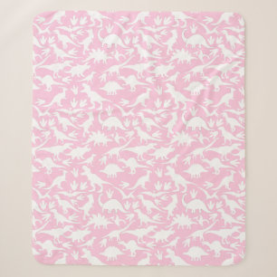 Dinosaurs pattern 01 w. LPink BG Sherpa Blanket