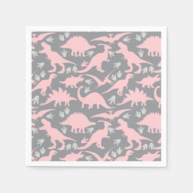 Dinosaurs pattern 05.P. Grey BG Napkin (Front)