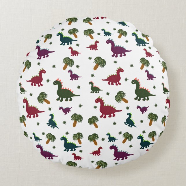 Dinosaurs pattern round cushion (Front)