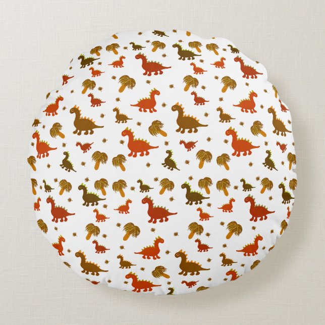 Dinosaurs pattern round cushion (Front)