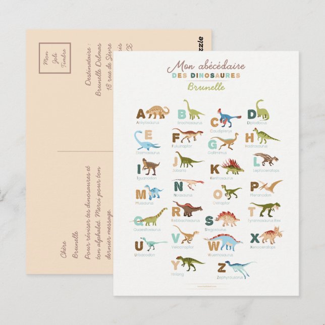 Dinosaurs Postcard (French) (Front/Back)