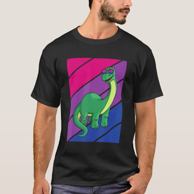 Dinosaurs Pride Bisexual Flag LGBTQ Proud Ally Pri T-Shirt (Front)
