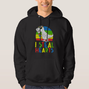 Dinosaurs Rex I Steal Hearts Puzzle Autism Awarene Hoodie