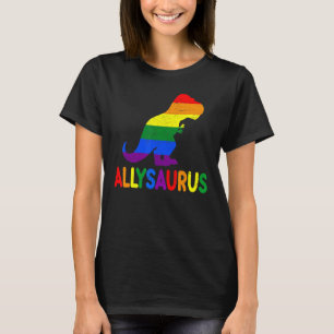 Dinosaurs Rex Lgbt Gay Pride Flag Allysaurus Ally T-Shirt