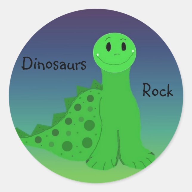 Dinosaurs Rock Classic Round Sticker (Front)