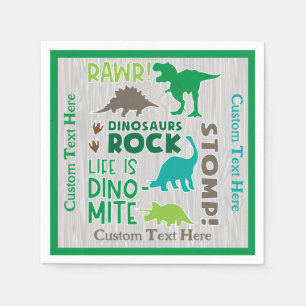 Dinosaurs Rock Subway Artwork Personalised Napkin