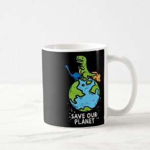Dinosaurs Save Our Planet Cute Earth Day Boys Kids Coffee Mug