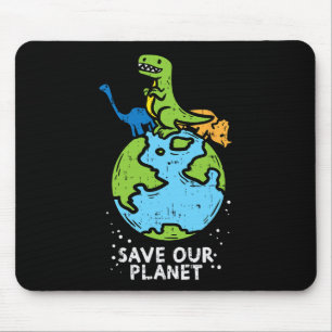Dinosaurs Save Our Planet Cute Earth Day Boys Kids Mouse Mat