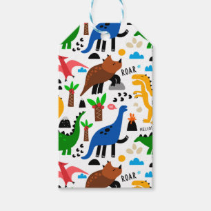 Dinosaurs seamless pattern  gift tags