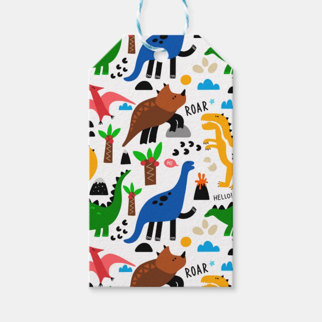 Dinosaurs seamless pattern  gift tags (Front)
