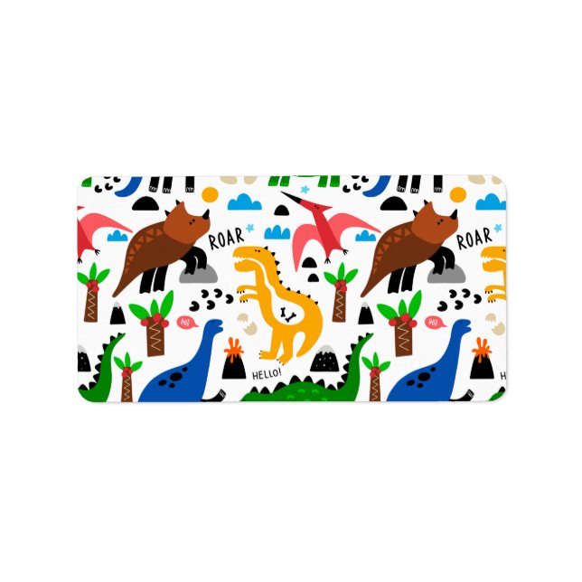 Dinosaurs seamless pattern label (Front)