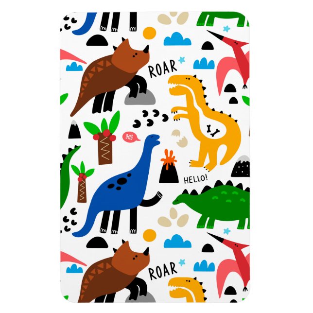 Dinosaurs seamless pattern magnet (Vertical)
