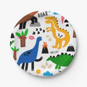 Dinosaurs seamless pattern paper plate