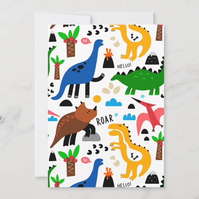 Dinosaurs seamless pattern save the date (Front)