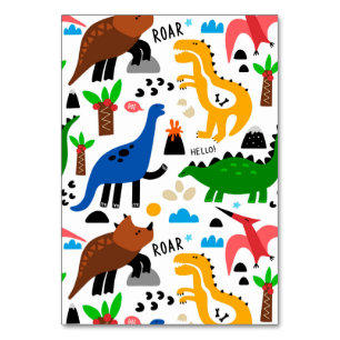 Dinosaurs seamless pattern table number