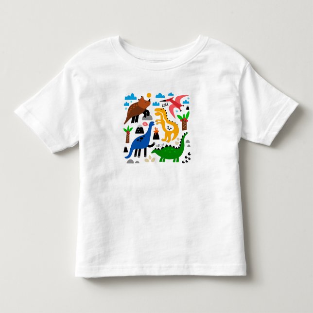 Dinosaurs seamless pattern toddler T-Shirt (Front)