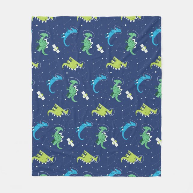 Dinosaurs Space dino kids Pattern Gift Cute Summer Fleece Blanket (Front)