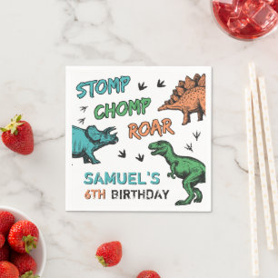 Dinosaurs Stomp Chomp Roar Birthday Party, Any Age Napkin