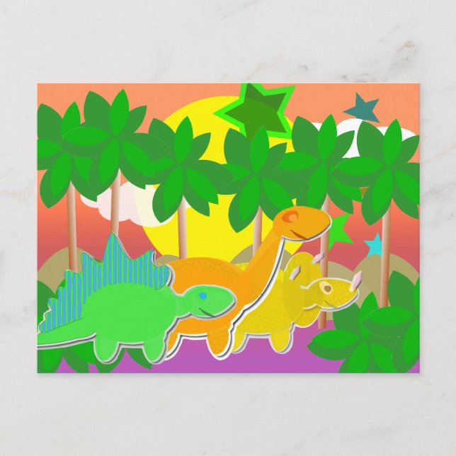 Dinosaurs Sunset Postcard (Front)