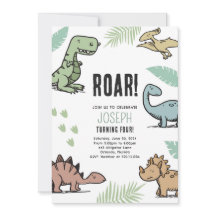 Dinosaurs T-rex Birthday Party Invite