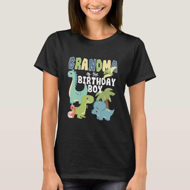 Dinosaurs Theme Birthday Grandma Of The Birthday T-Shirt (Front)