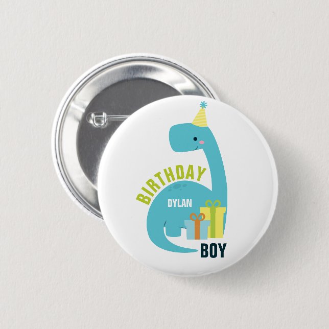 Dinosaurs Themed "Birthday Boy" Custom 6 Cm Round Badge (Front & Back)