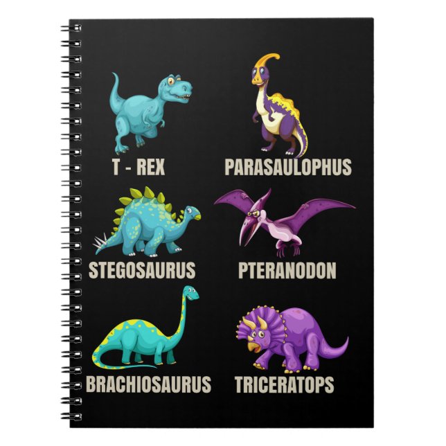 Dinosaurs Types Trex Triceratops Dino Fan Notebook (Front)