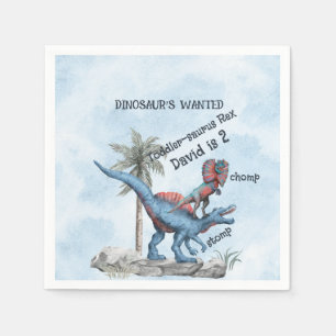 DINOSAUR'S WANTED 2 Year Old Birthday Napkin