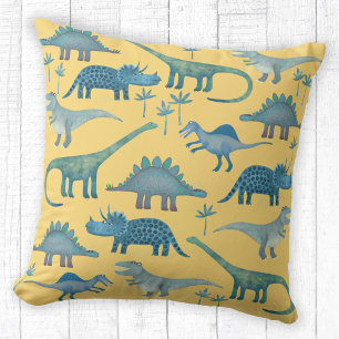Dinosaurs Warm Yellow Cushion