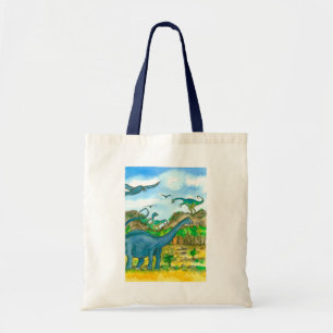 Dinosaurs Watercolor Illustration Tote Bag
