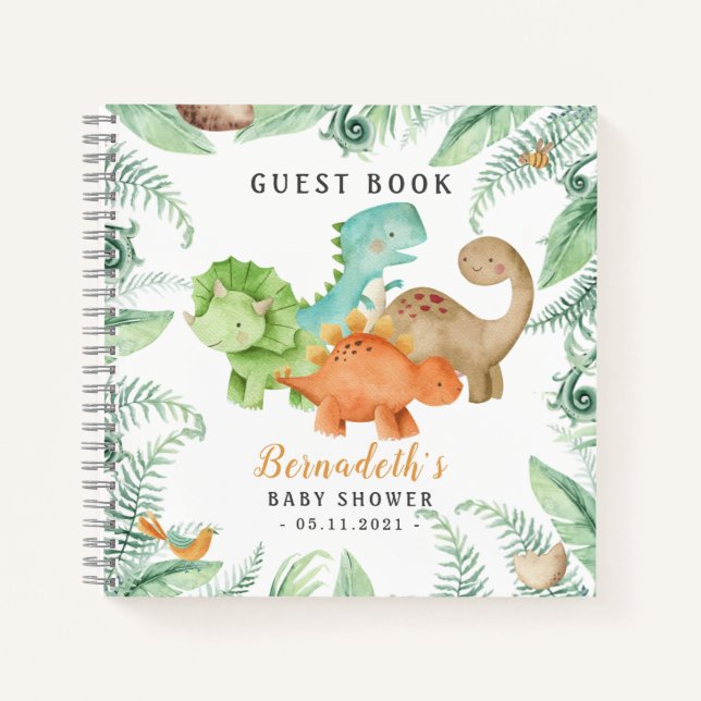 Dinosaurs Wild Baby Shower Guest Book (Front)