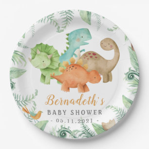 Dinosaurs Wild Baby Shower Paper Plate