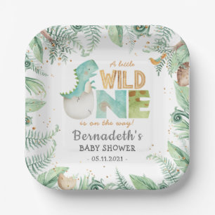 Dinosaurs Wild Baby Shower Paper Plates