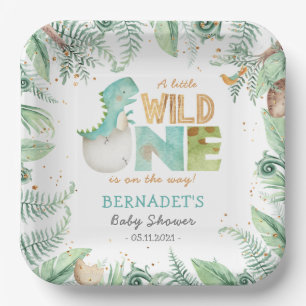 Dinosaurs Wild Baby Shower Paper Plates