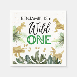 Dinosaurs Wild One 1st Birthday Napkin