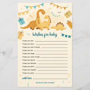 Dinosaurs Wishes for Baby Shower Game
