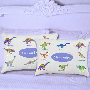 Dinosaurs with Names Pattern Periwinkle Pillowcase