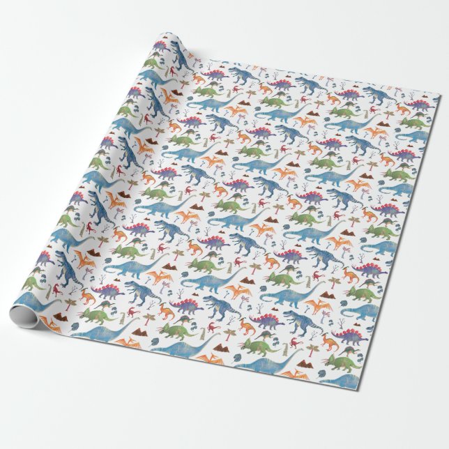 Dinosaurs Wrapping Paper by Popobell (Unrolled)