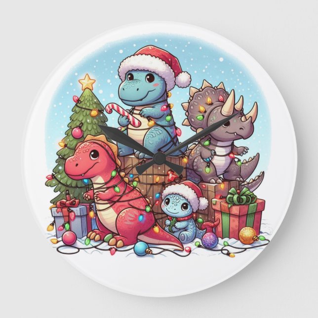 Dinosaurus Christmas ,  Large Clock (Front)