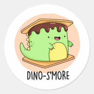 Dinosmore Funny Dinosaur Pun  Classic Round Sticker