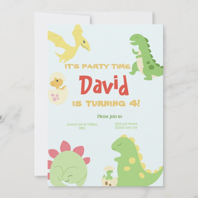 Dinosour birthday Invitations (Front)