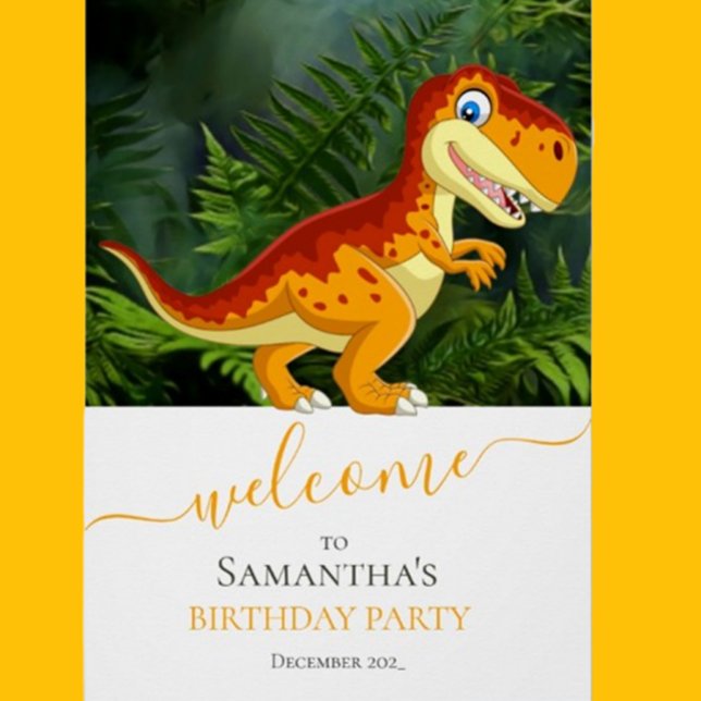 DINOSUAR Birthday T Rex, gold Poster ( Celebrate your little one's special day with a stunning T-Rex gold birthday theme! )