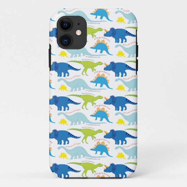 Dinosuar Designs Blue and Green Pattern Dino Gifts Case-Mate iPhone Case (Back)