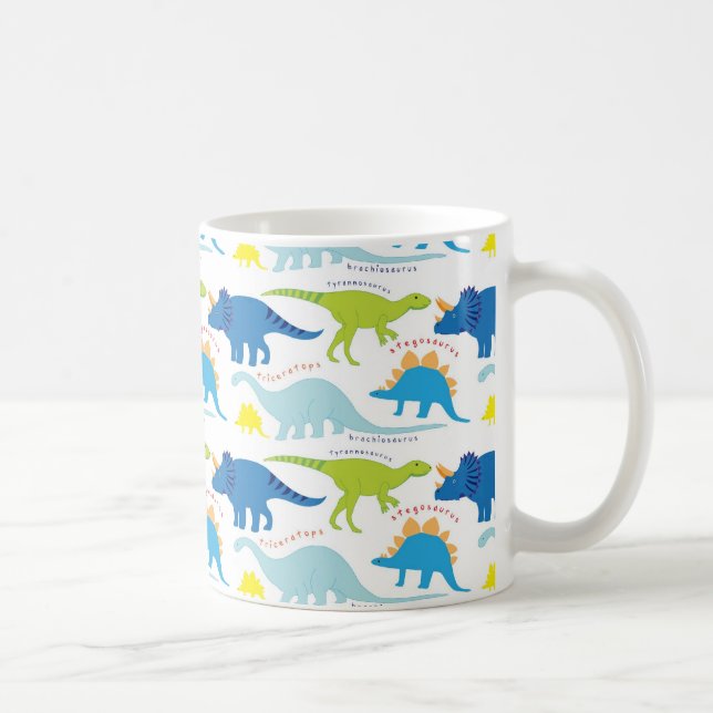 Dinosuar Designs Blue and Green Pattern Dino Gifts Coffee Mug (Right)
